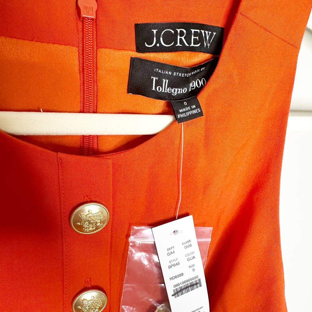 J. Crew Womens Dress Pleated Mini Italian Bi-Stretch Wool Blend Orange Size 0 - Picture 14 of 16